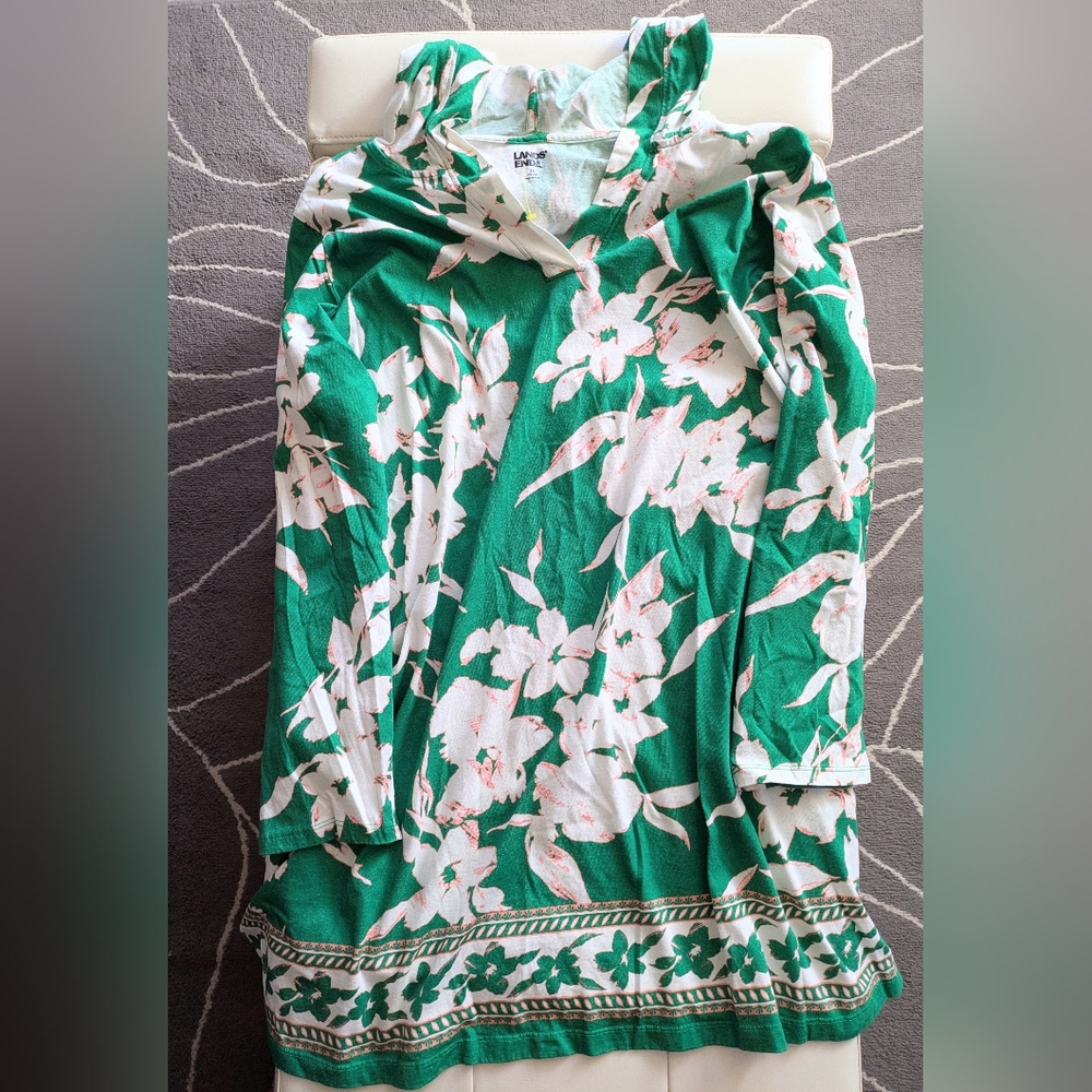 Lands' End Costal Cotton Jersey Hooded Dress Cover-up